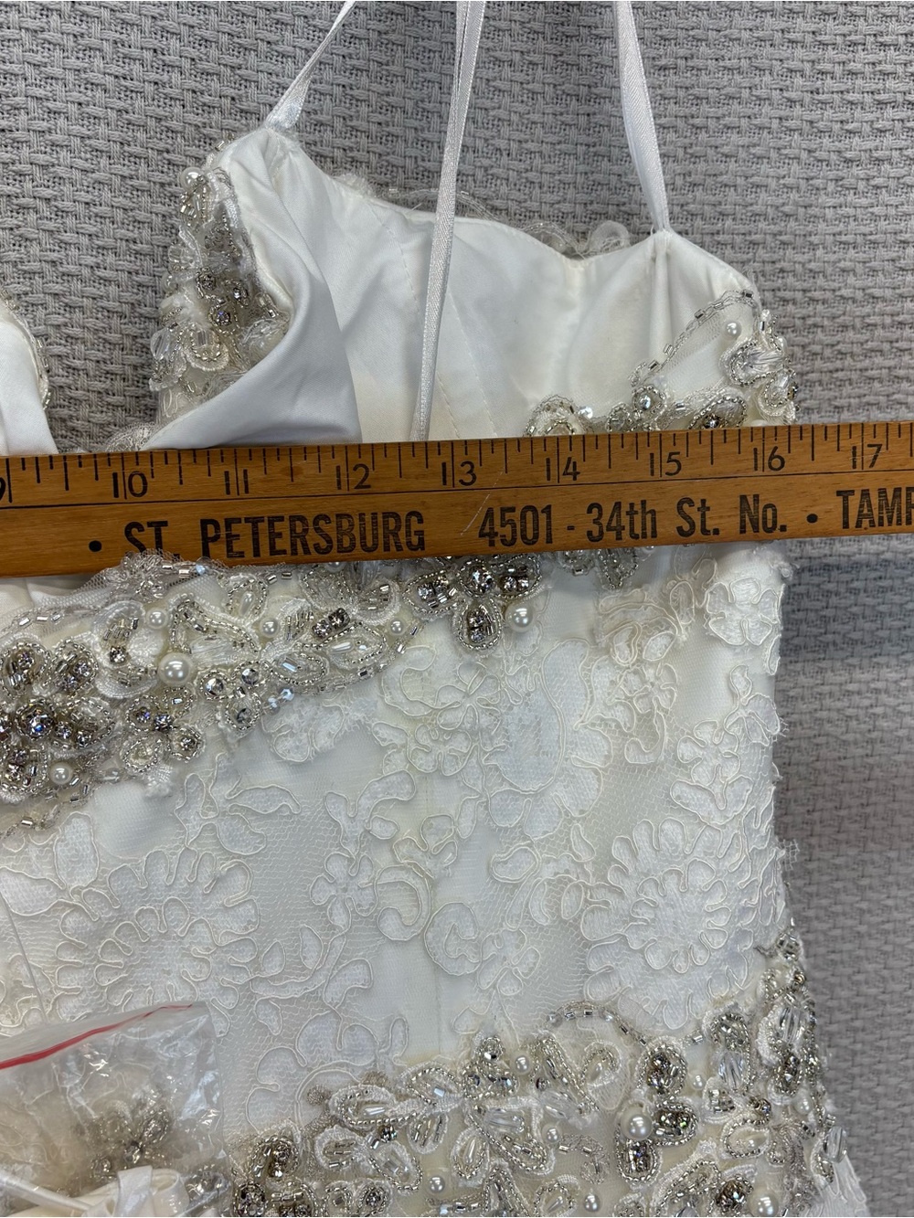 NWT Mori Lee Model 1913 A-Line Wedding Dress Sz 20- Ivory Silver Beading Lace - Picture 14 of 16